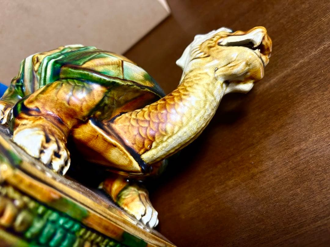 中国骨董 唐三彩 時代物 交趾大亀陶芸