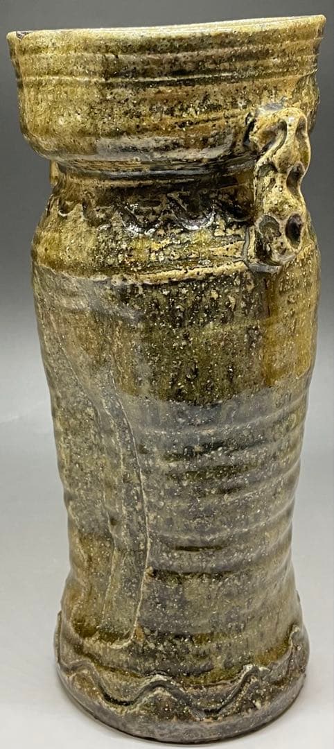 古伊賀　伊賀焼　耳付花入　合箱　e5016