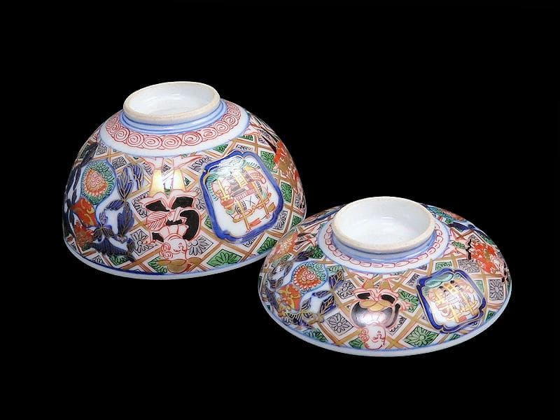 大聖寺伊万里　金襴手　五艘船に南蛮人の図　蓋茶碗　F318AS-CXy