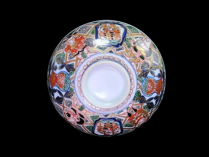 大聖寺伊万里　金襴手　五艘船に南蛮人の図　蓋茶碗　F318AS-CXy