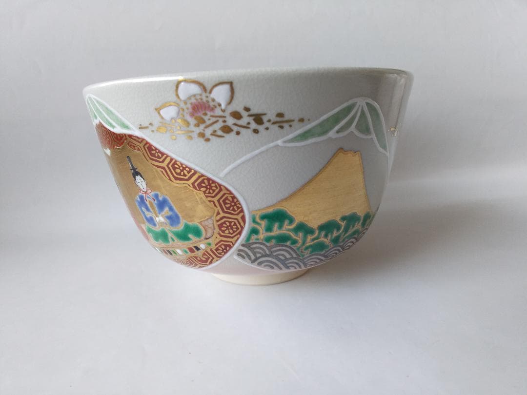 中村秋峰 作 仁清写貝合雛絵 茶碗 共箱 共布 栞 茶道具 茶器 抹茶碗 新品