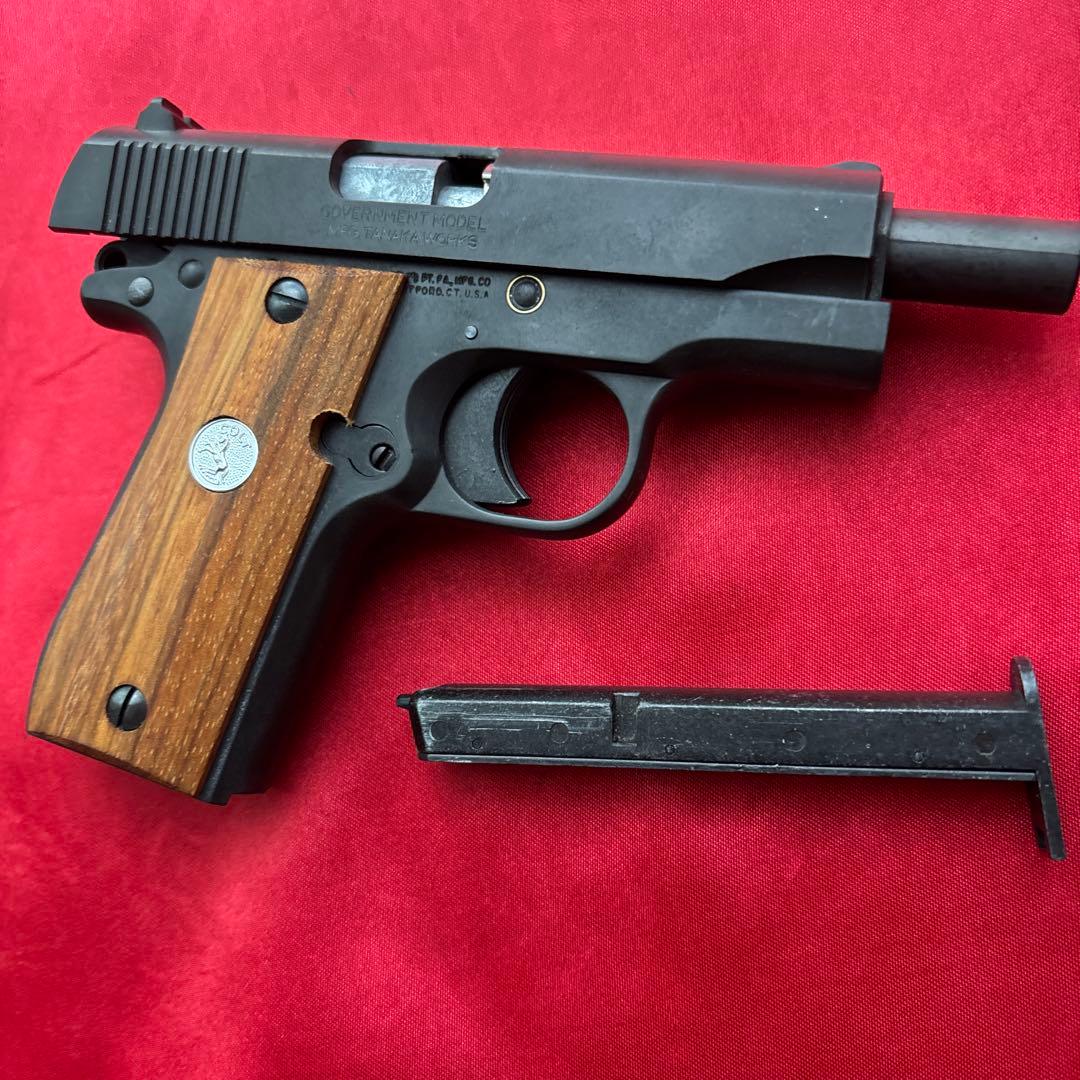 タナカ　コルト380オートHW ガバメント　木製グリップ　ガスブローバックガン