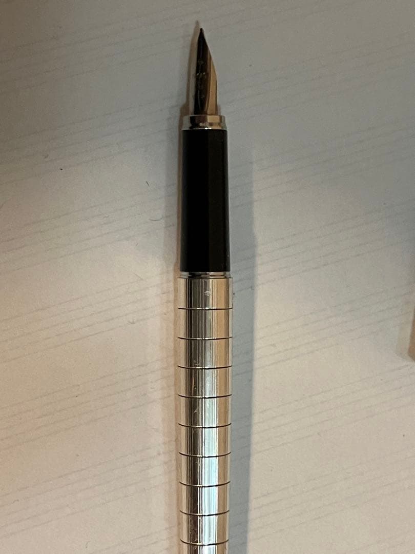 【美品】PLATINUM リビエール 18K-WG スターリングシルバー 万年筆