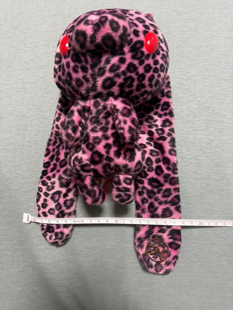 汎用うさぎ ピンクとブラックのヒョウ柄 ぬいぐるみ