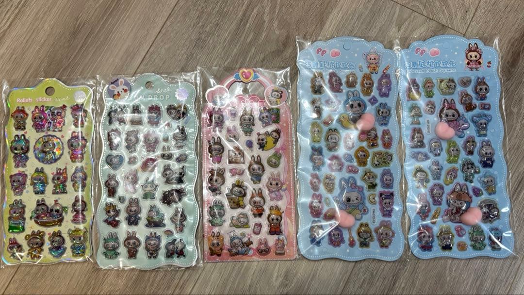 【本日限定価格】キャラクターぷっくり・ボンボンドロップ風3Dシール　60枚