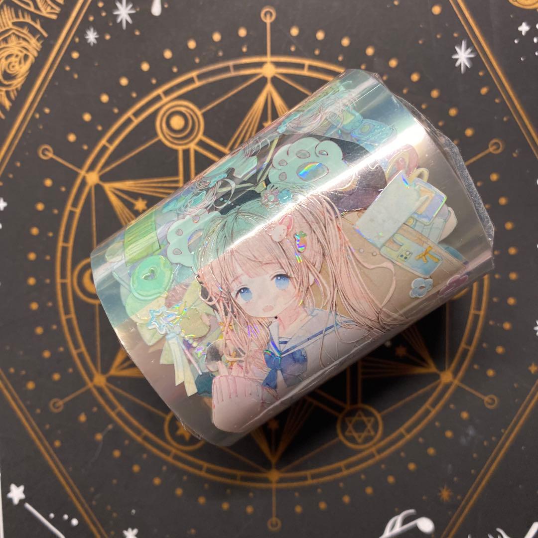 【G】海外　10m巻　貝殻光マスキングテープ　人物系/動物系/女の子