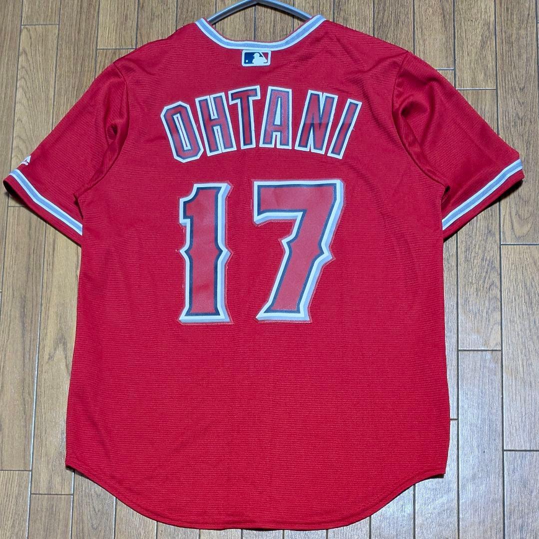 ①USA製 マジェスティック　エンゼルス 大谷翔平 ユニフォーム　Ｍ レッド
