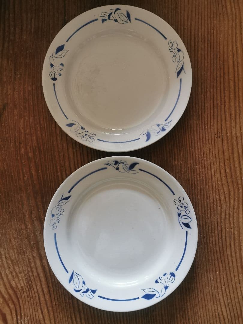 アンティーク クレイユモントロー インディゴの水仙 22㎝プレート２枚セット β