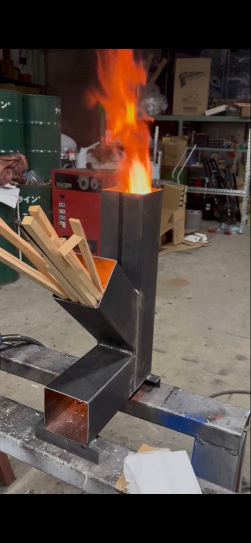 職人手作り ロケットストーブ高火力／キャンプ・焚き火・非常用　vo.2