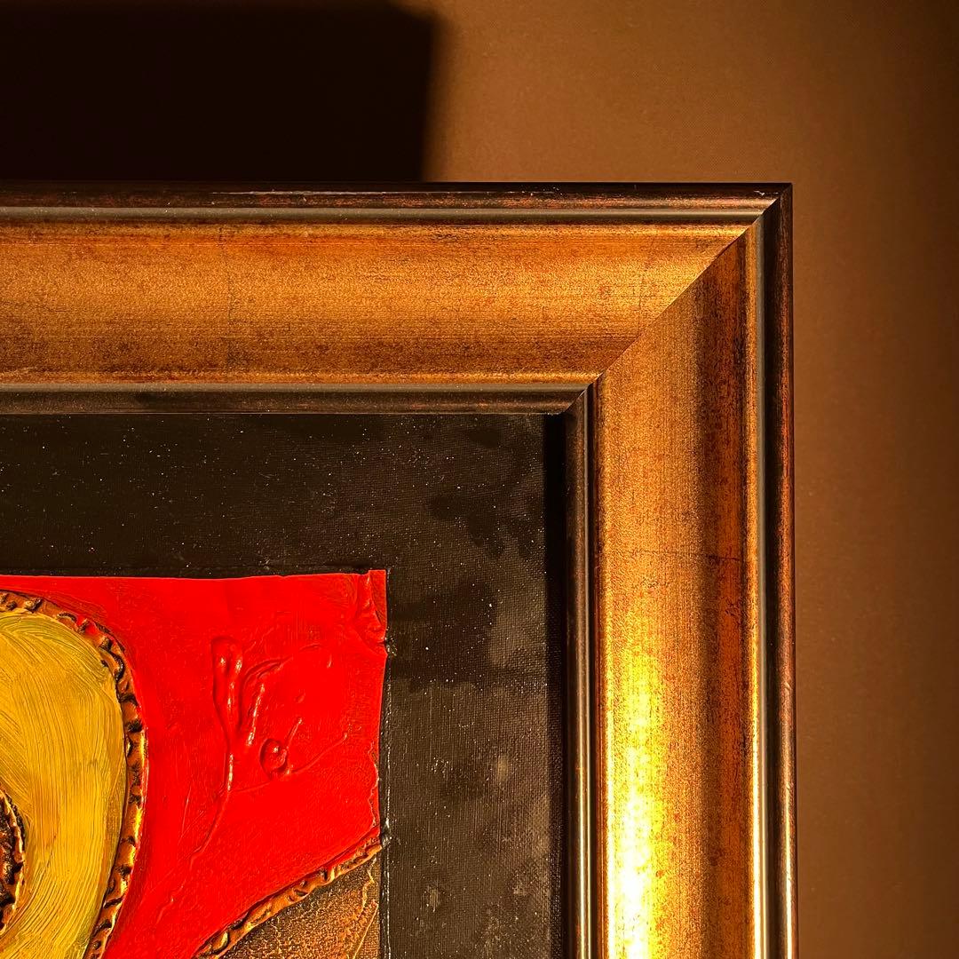 手書き油絵 抽象画 無題 額付 絵画 インテリア 油彩画