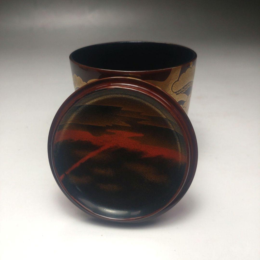 イ190 棗『新井司峯』『淡々斎好　末広棗　松蒔絵　漆塗　共箱』茶道具