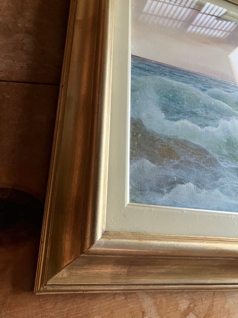 ヴィンテージ　サンジオバンニ　イタリア　海の波 油彩画 油絵　油彩画　額装