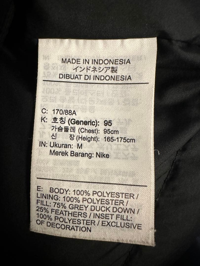 Nike ナイキ　フード付きダウンコート ベンチコート　Mサイズ ブラック