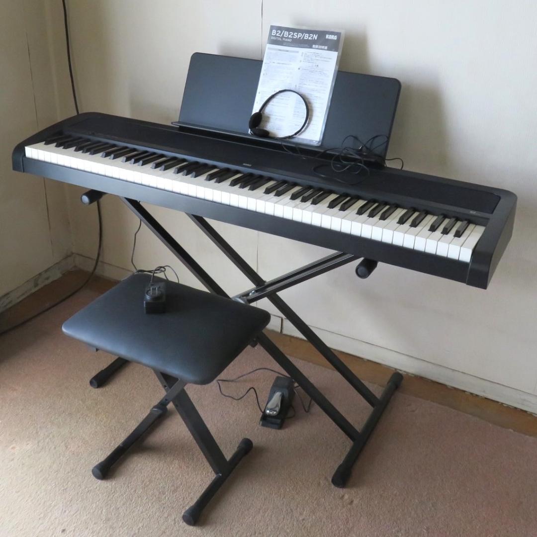 【直接引取】電子ピアノ KORG B2 + スタンド + 椅子 + ヘッドホン他