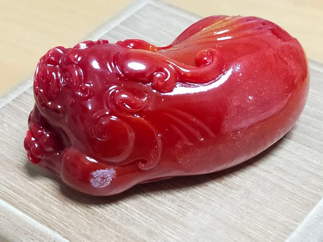 ♥中国　寿山石　獅子　置物　桐箱付き　古玩　骨董品