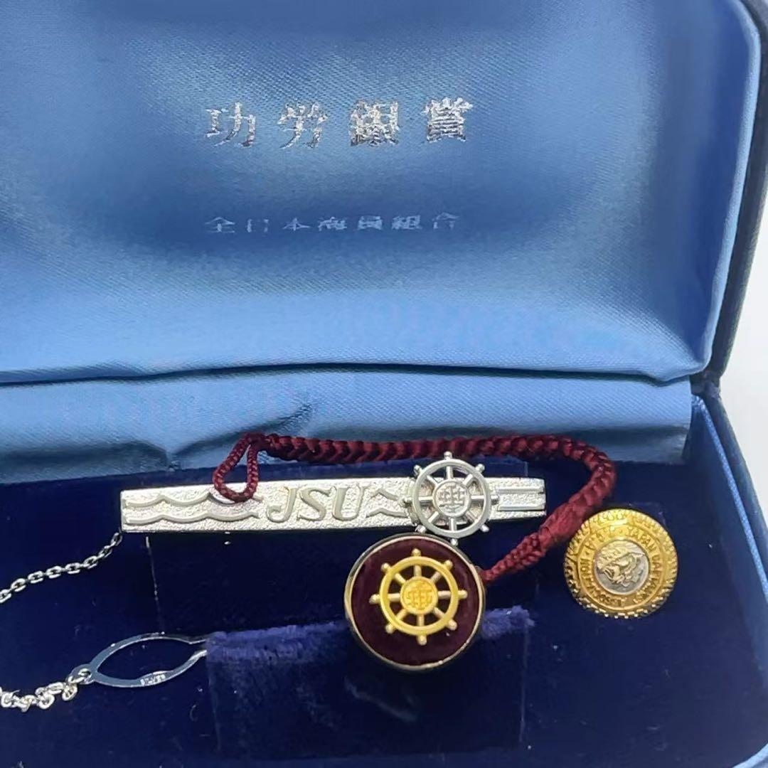 全日本海員組合 功労銀賞 タイピン バッチ3点 k18 SILVER 刻印有り