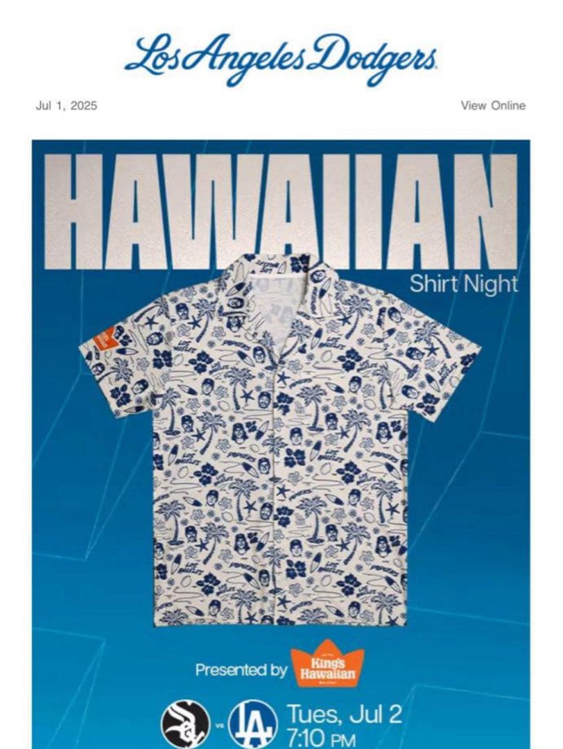 【新品】2025年7/1限定　Dodgers Hawaiian シャツ