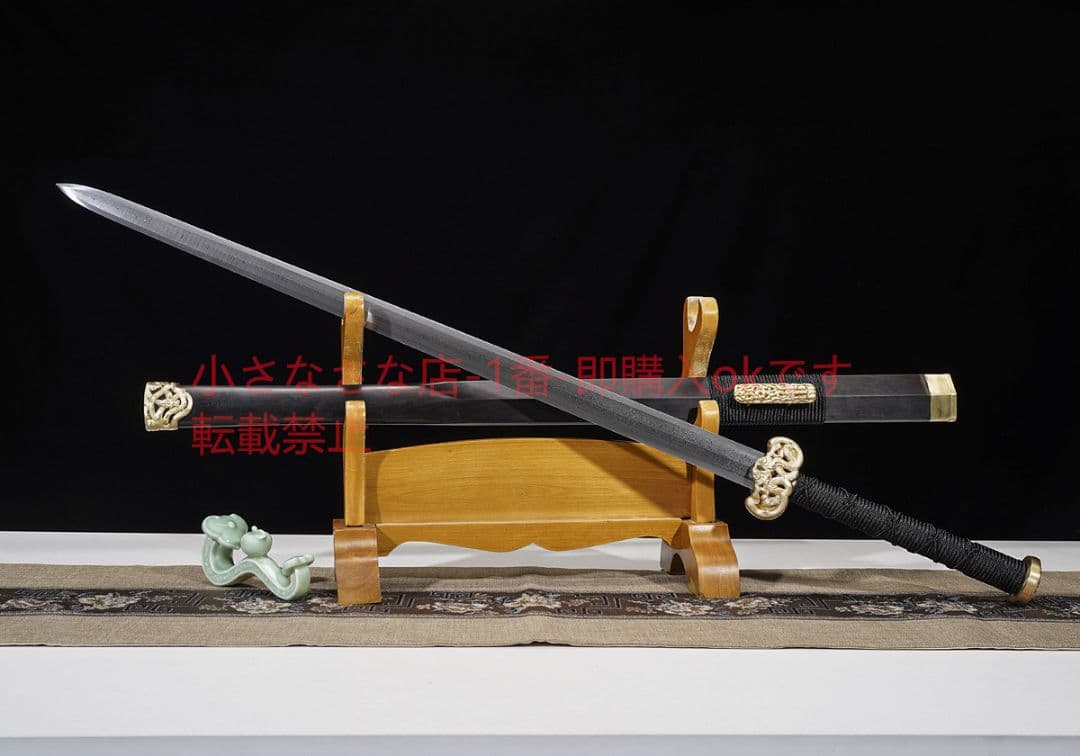 人形具漢剣（大馬紋金）黒檀銅装 古兵器 武具 刀装具 日本刀 模造刀 居合刀