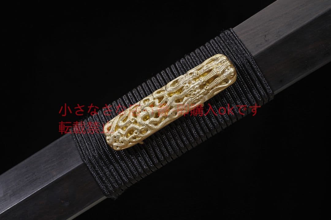 人形具漢剣（大馬紋金）黒檀銅装 古兵器 武具 刀装具 日本刀 模造刀 居合刀