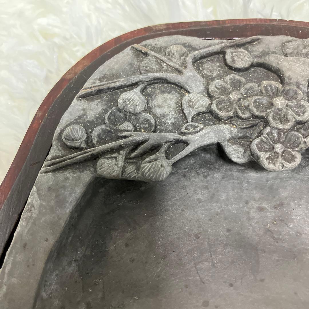 中国硯 唐硯 注册 端渓 商標 梅彫り すずり 書道具　貴重品