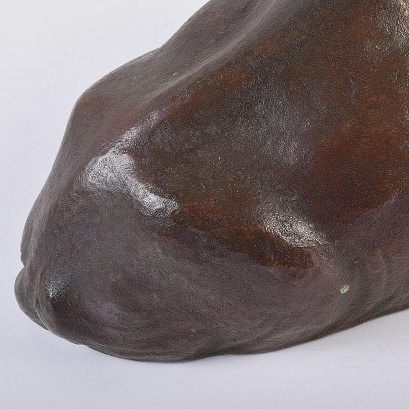 古銅　ブロンズ　牛　置物　在銘　C　R8960