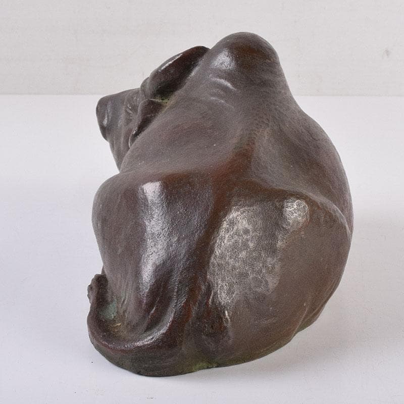 古銅　ブロンズ　牛　置物　在銘　C　R8960