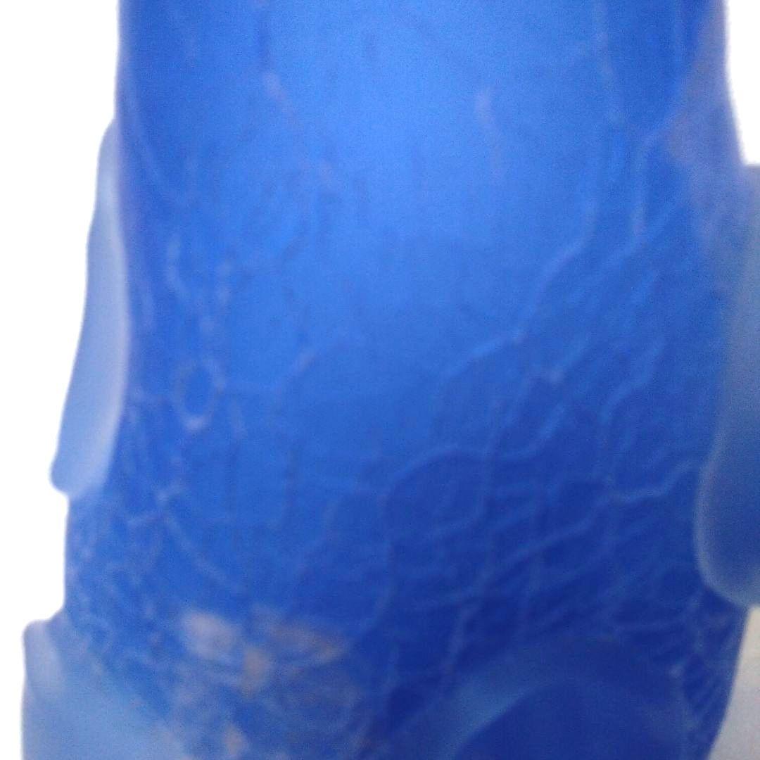 岩田　ガラス　優しい青　銀箔　工房　作家１点もの　花器　アート