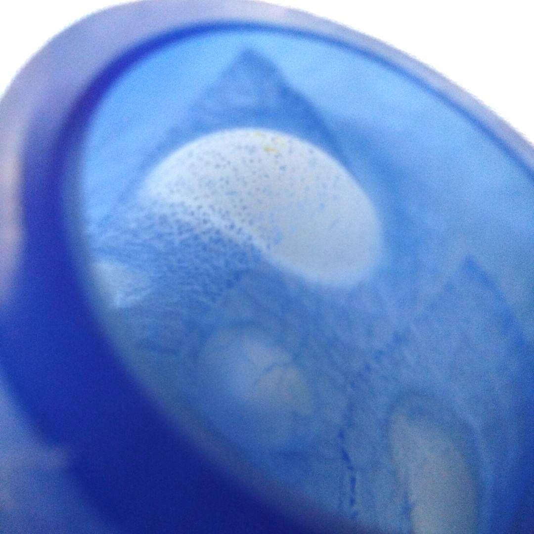 岩田　ガラス　優しい青　銀箔　工房　作家１点もの　花器　アート