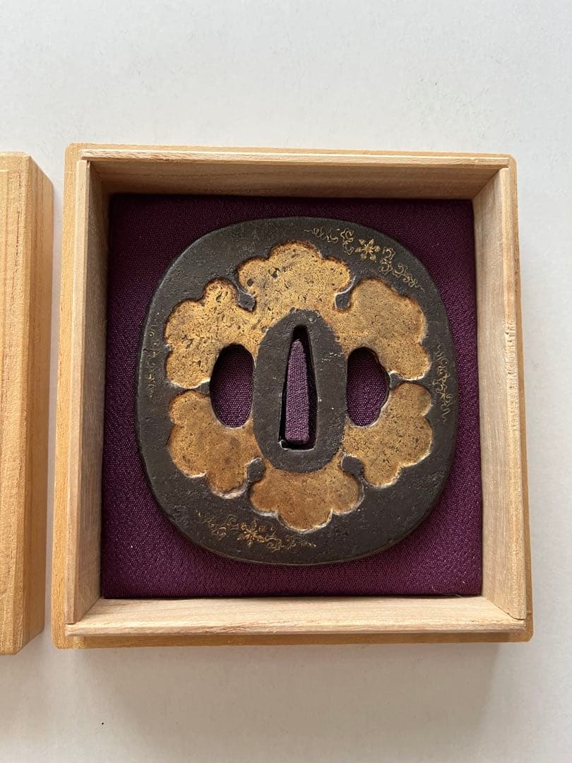 鍔 鐔 鉄地 象嵌 刀装具 桜 月