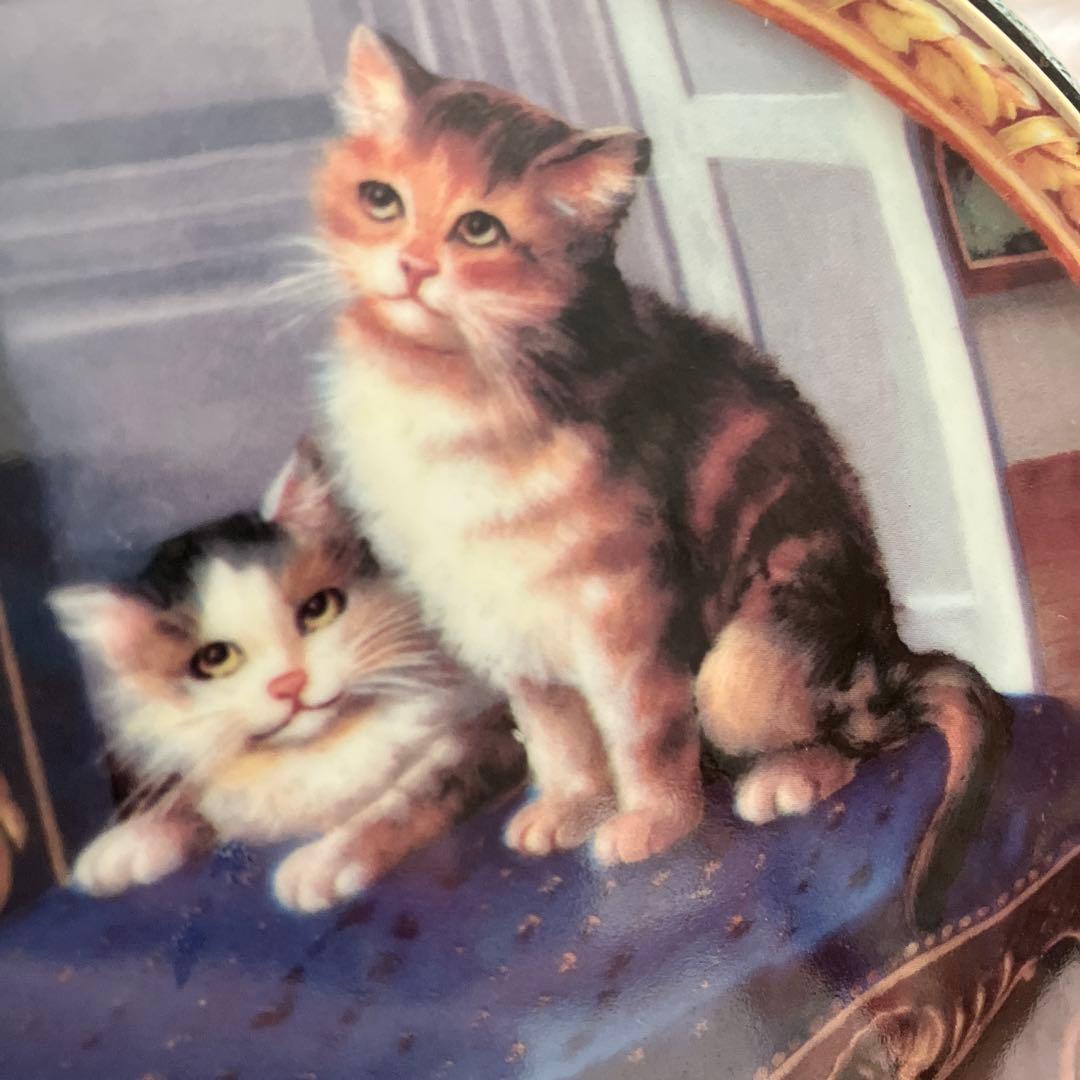 希少　マイセン 猫 壁掛け 飾り絵 プレート 猫の絵画 アンティークフレーム