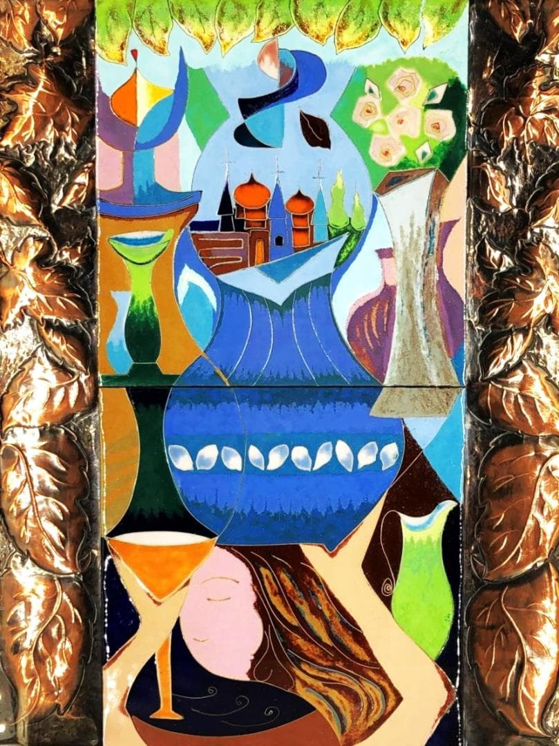 【 森規子 作 】 　銀有線七宝　額装