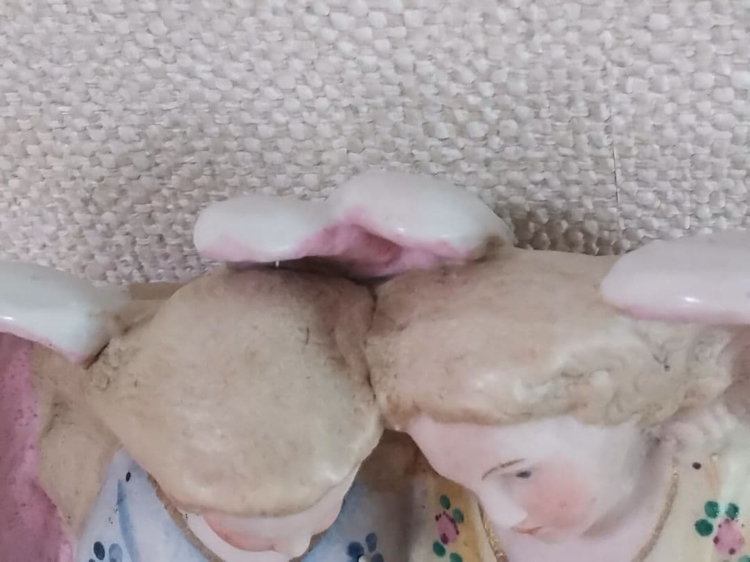 アンティーク 2人のピンク天使 聖水盤