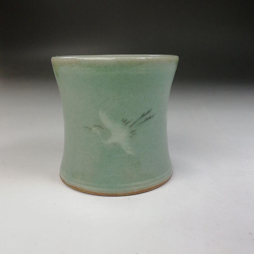 Ｔ７２３　蓋置　『高麗青磁』『韓国人間文化財』『柳根塋 作』　共箱　茶道具