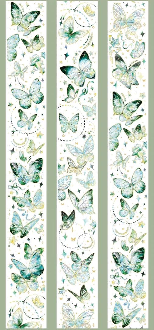 M1234.BelongtoYou工作室 蝴蝶纷飞-绿 マステ 立体烫金PET