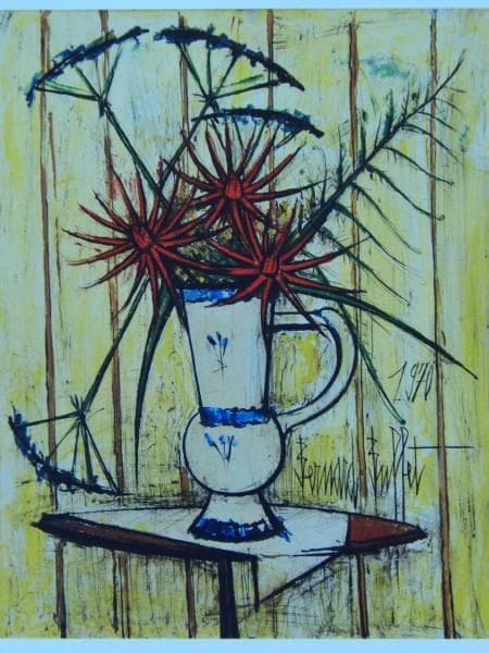 ベルナール・ビュッフェ、花、希少画集画、新品高級額装付