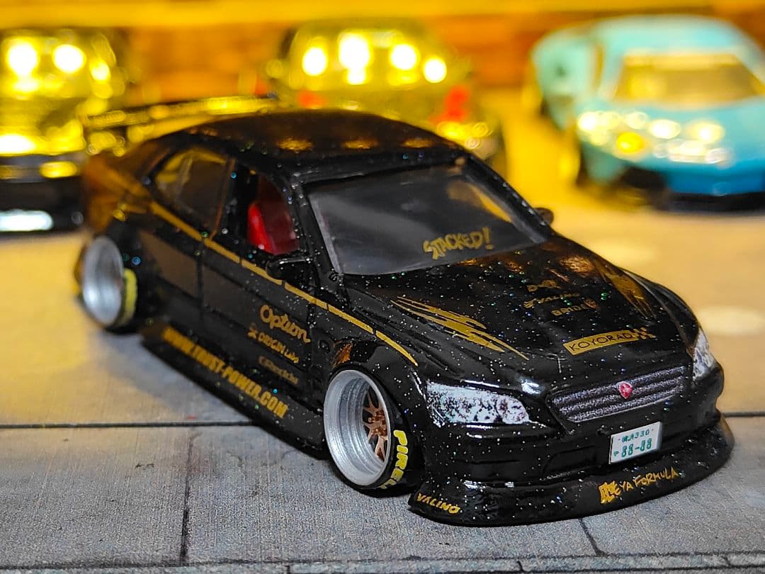 ホットウィールカスタム トヨタ アルテッツァ フルエアロ ドリ車深リムトミカ改造