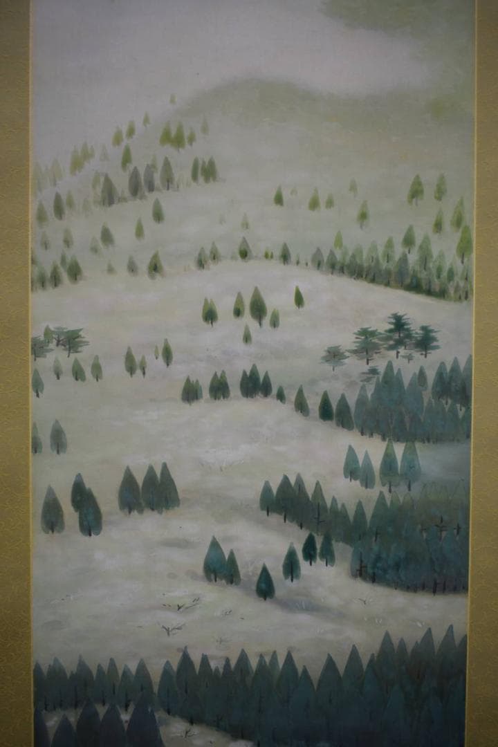 真作/箕輪芳二/青緑山水図/布袋屋掛軸HI-334