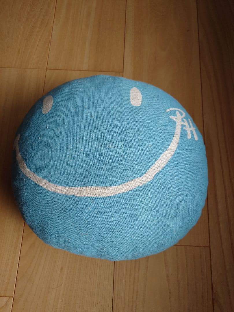 ロンハーマン　クッション　スマイル　ニコちゃん　水色