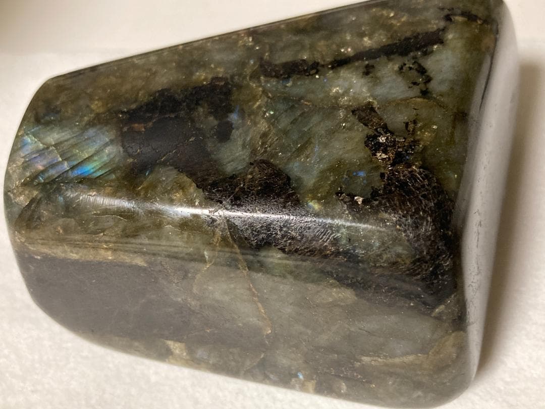 ラブラドライト924g 特大 マダガスカル産 ブルーシラー強 磨き