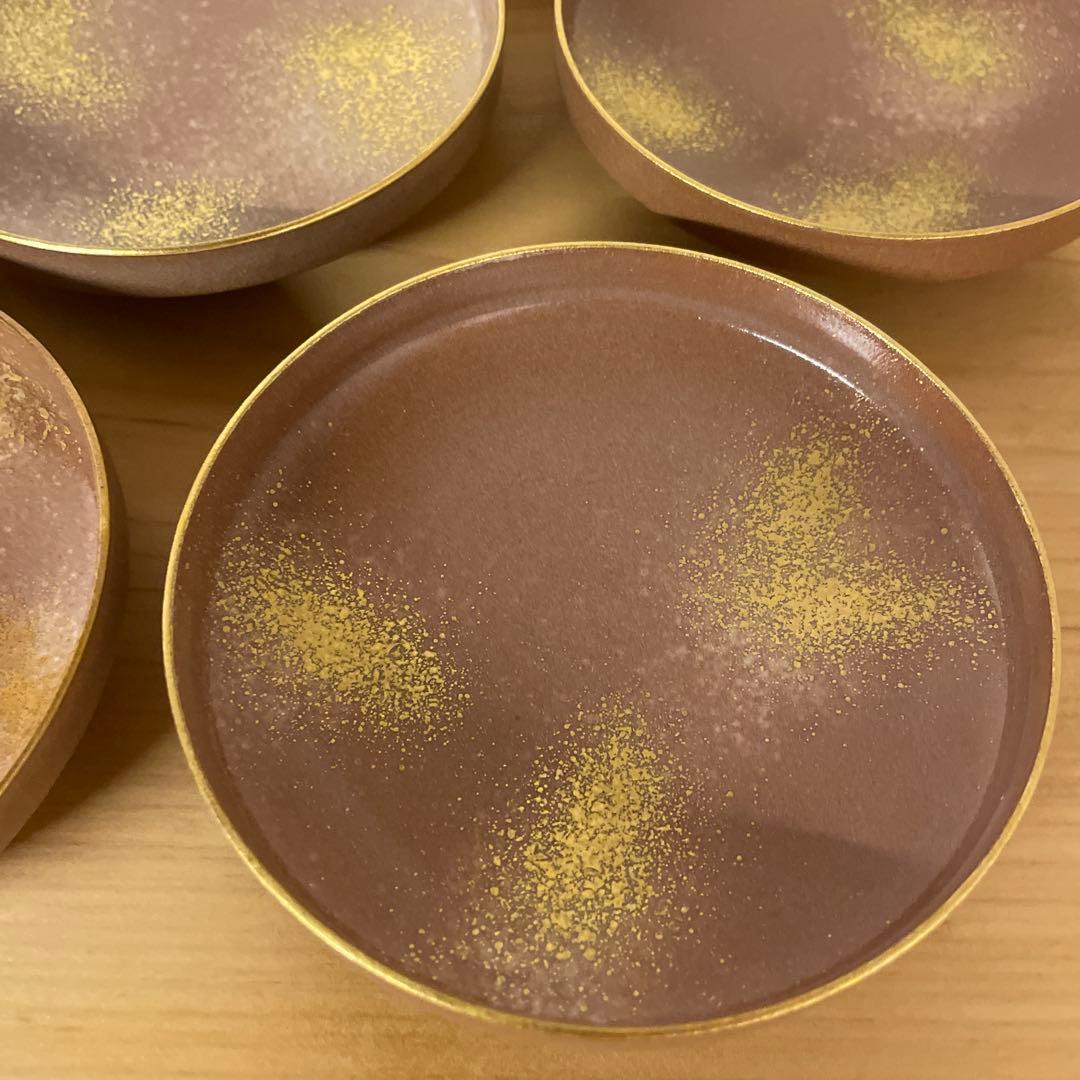 二代目　澤村陶哉　吹金彩皿　7客