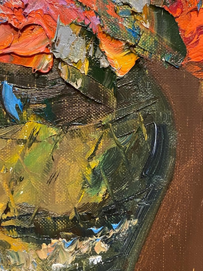 「真作」藤田邦明「バラ」静物画　油彩画　額装　サイン有り　F10号