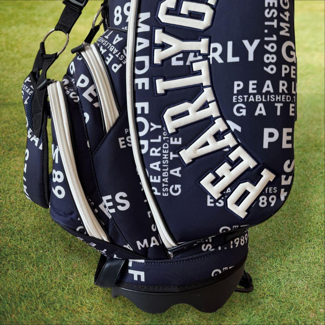 パーリーゲイツ　キャディ バッグ　ショルダー式　スタンド式　軽量　総柄　紺