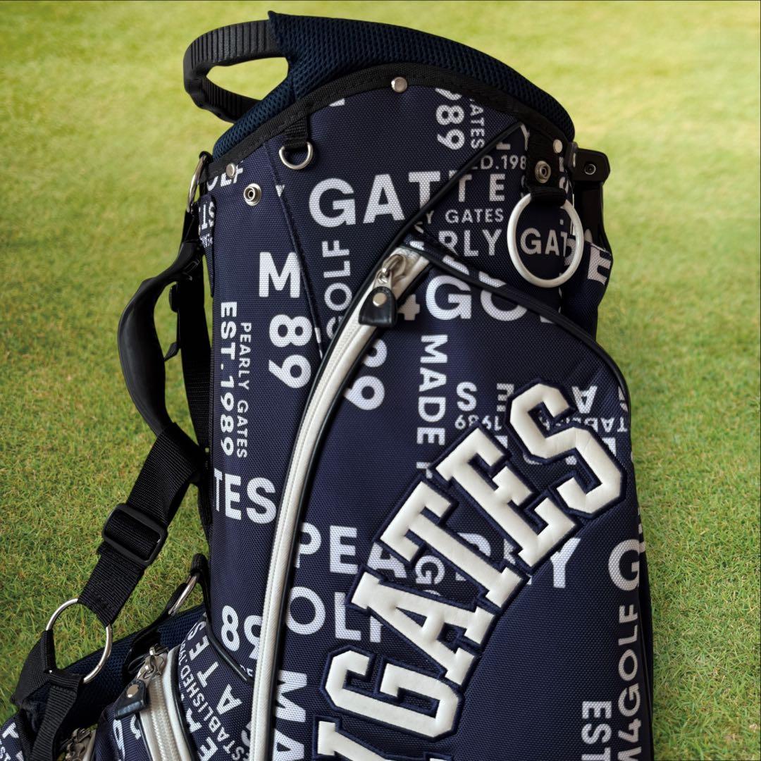 パーリーゲイツ　キャディ バッグ　ショルダー式　スタンド式　軽量　総柄　紺