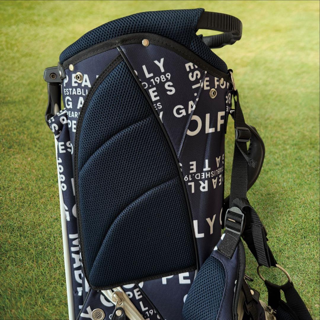 パーリーゲイツ　キャディ バッグ　ショルダー式　スタンド式　軽量　総柄　紺