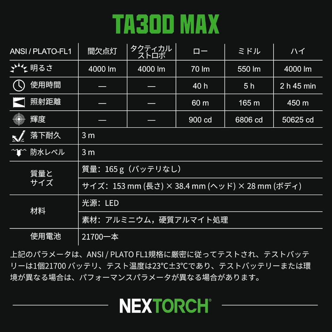 NEXTORCH TA30D MAX 4000lm タクティカルライト