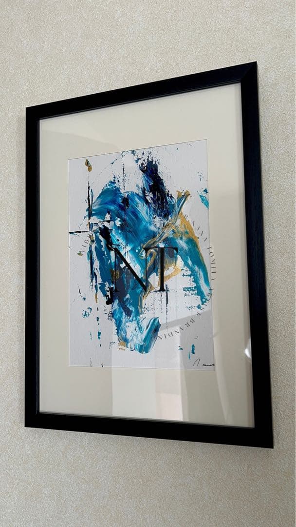 絵画　アート　青　金　インテリア　海外　ホテル　ギフト　新築祝い　モダン　抽象画