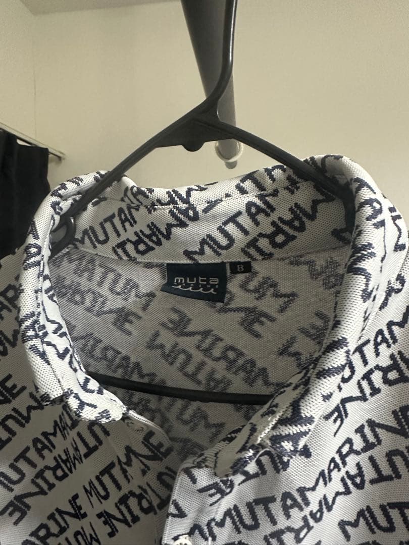 muta ダイアゴナル ジャガード ポロシャツ ホワイト