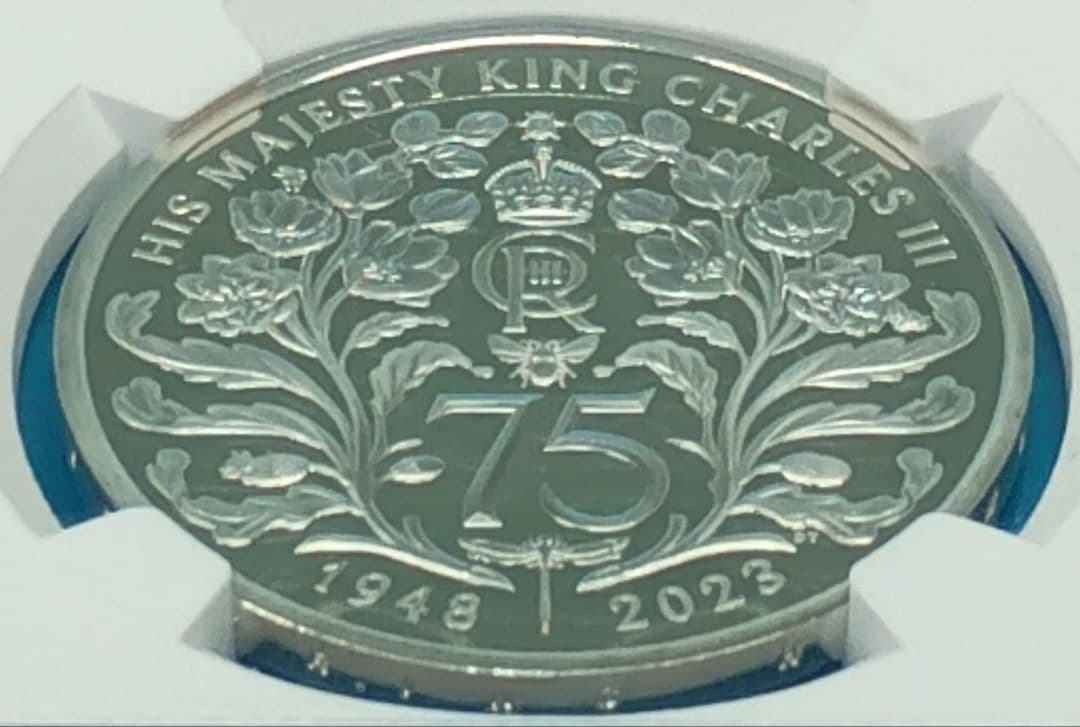 2023 イギリス チャールズ3世生誕75周年 £5 銀貨 NGC PF70UC