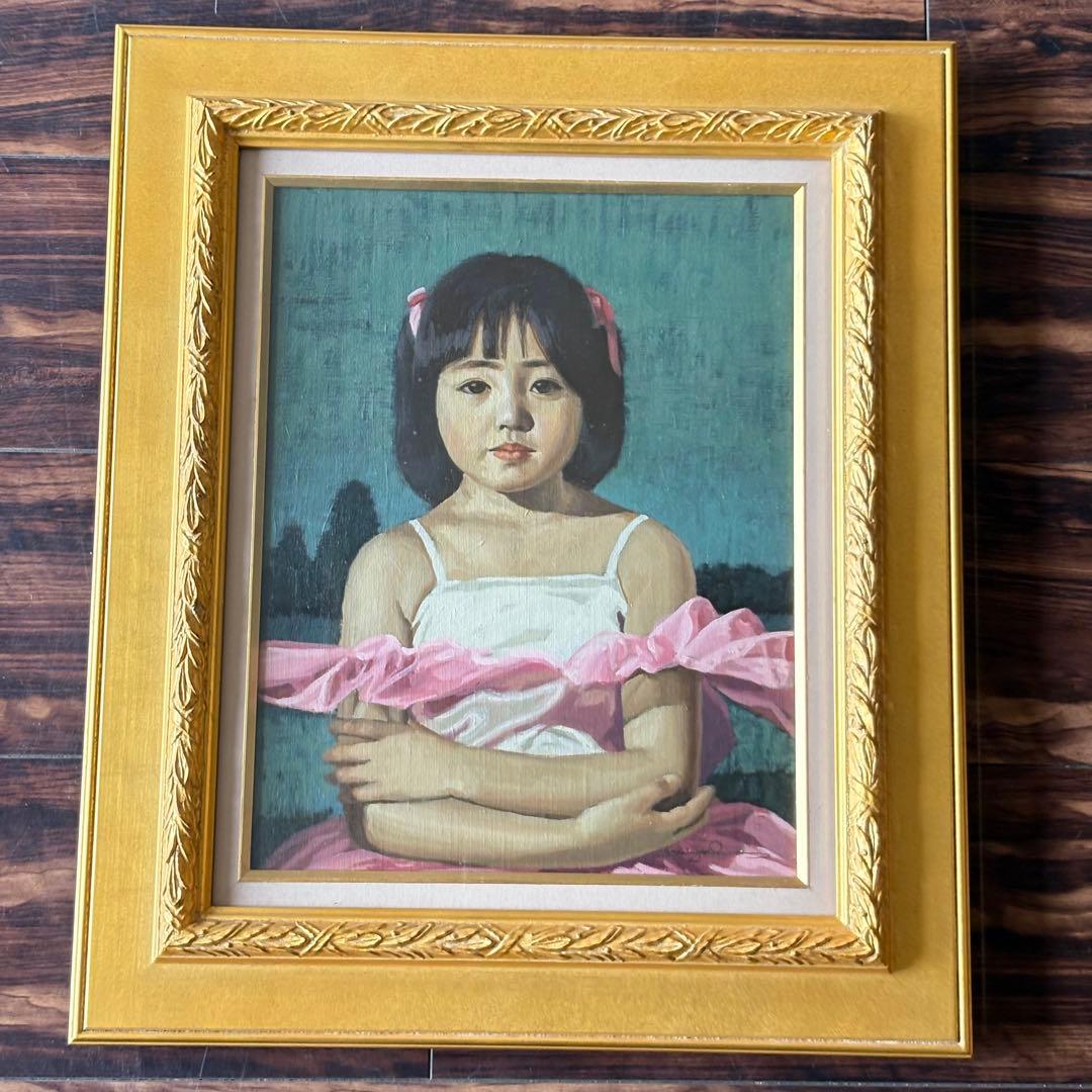 宮平勉 小さな踊り子 絵画 油彩画 油絵 額装 人物画 油彩 アートC