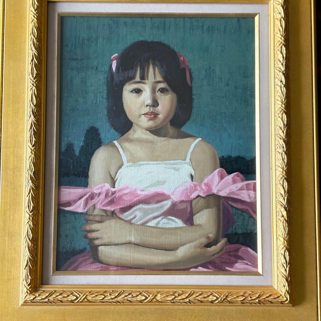 宮平勉 小さな踊り子 絵画 油彩画 油絵 額装 人物画 油彩 アートC